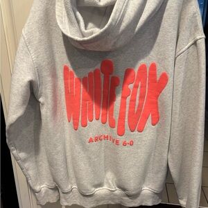 White Fox Boutique Gray Hoodie with Red Logo